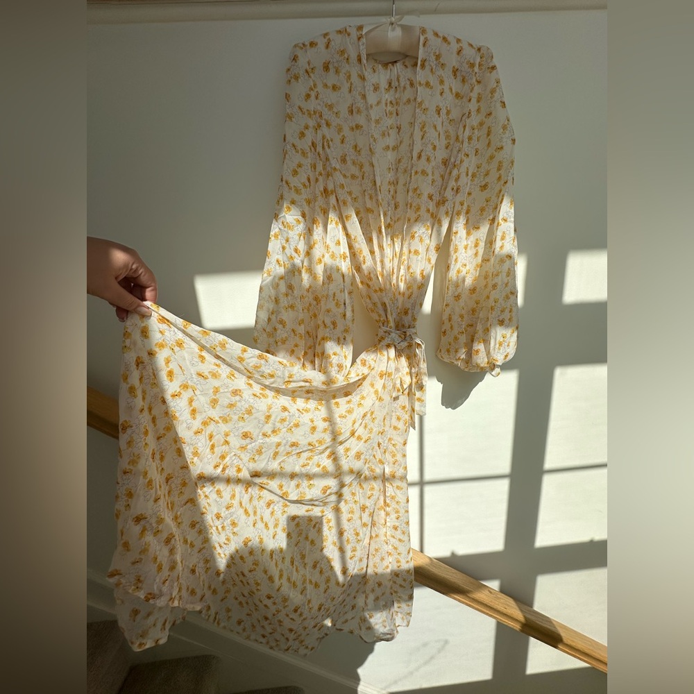 Rosamosario 100% Silk Chiffon Persephone Luxury Italian Robe Dramatic Sleeve - Picture 3 of 17